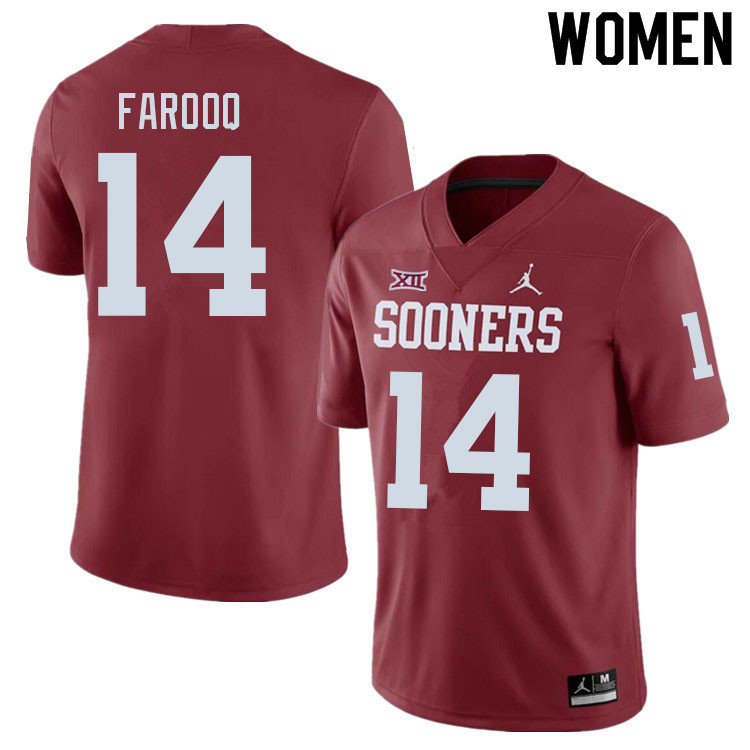 Women #14 Jalil Farooq Oklahoma Sooners College Football Jerseys Sale-Crimson